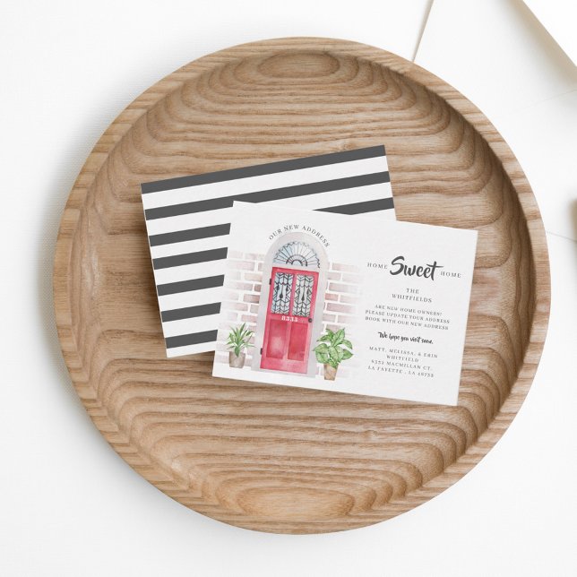 Weve Moved New Address Moving Announcement (Chic Red Door Watercolor Change of Address Moving Announcement)