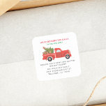 We've Moved New Address Red Truck Christmas Moving Square Sticker<br><div class="desc">Announce your move this holiday with a cute illustration red truck design sticker. Easily change the details on by clicking the "Personalize" button above.</div>