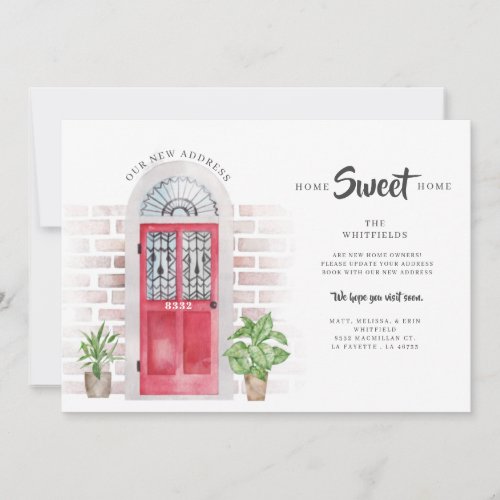 Weve Moved New Address Red Watercolor Door Announcement
