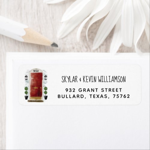 Weve Moved _ New Address Red Watercolor Door Label