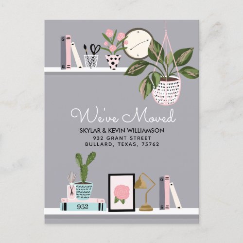 Weve Moved _ New Address Wall Shelf Decor Moving Announcement Postcard