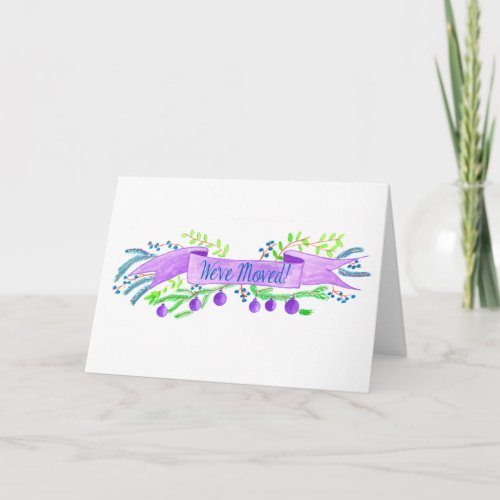 Weve MovedNew Address  watercolor Christmas Holiday Card