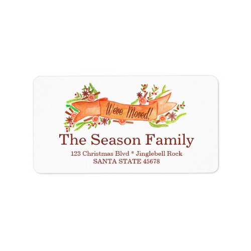 Weve MovedNew Address  watercolor Christmas Label