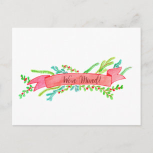 We've Moved/New Address , watercolor Christmas Postcard