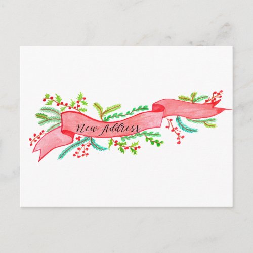 Weve MovedNew Address  watercolor Christmas Postcard