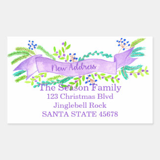 We've Moved/New Address , watercolor Christmas Rectangular Sticker