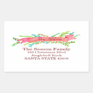 We've Moved/New Address , watercolor Christmas Rectangular Sticker