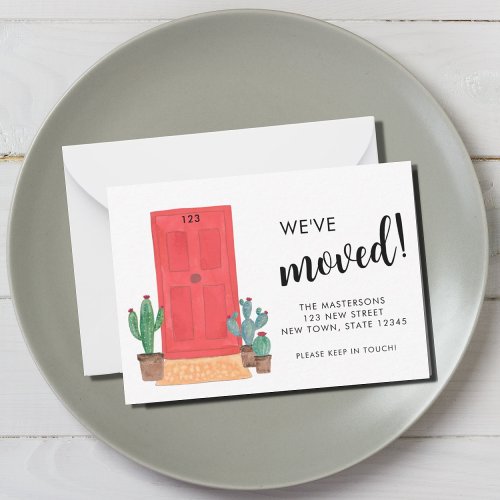 Weve Moved New Address Watercolor Door Mini Card