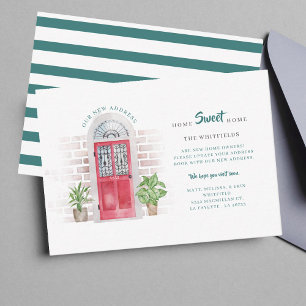 We've Moved New Address Watercolor Red Door Moving Note Card