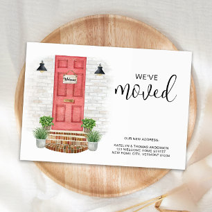 We've Moved New Address Watercolor Red Front Door Note Card