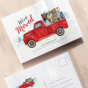 We've Moved New Home Address Red Truck Postcard