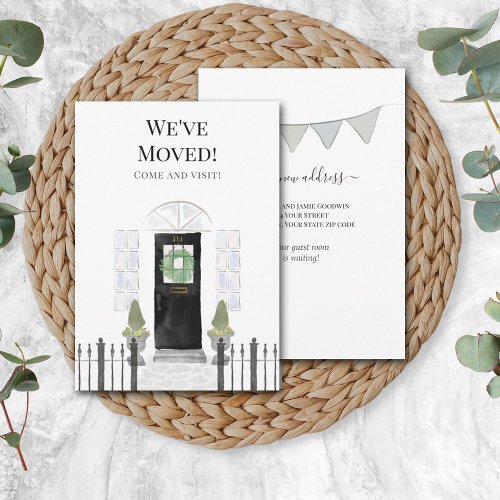 Weve Moved New Home Black Watercolor Door Announcement