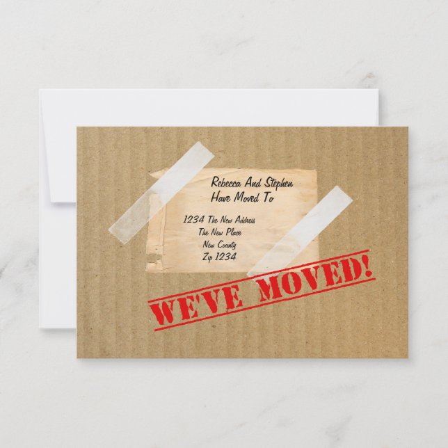 We've Moved New Home CardBoard Box Announcement (Front)