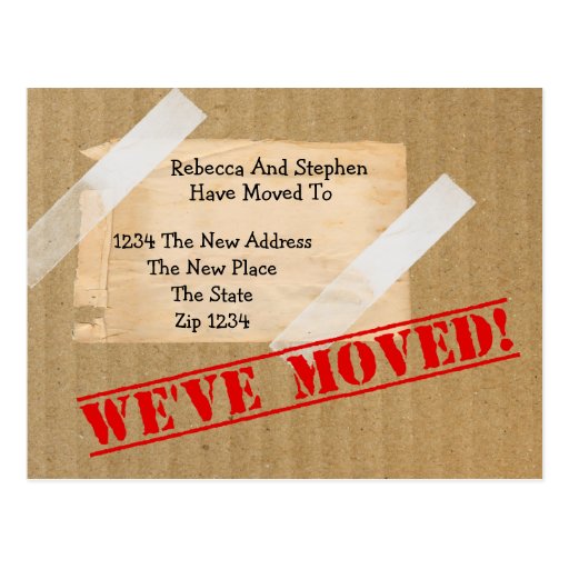 We've Moved New Home CardBoard Box (printed flat) Postcard | Zazzle