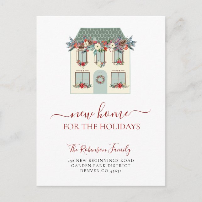 We've moved new home holiday Christmas moving Announcement Postcard (Front)
