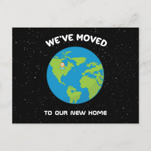 We've Moved New Home Location Pin Planet Earth Postcard