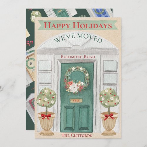 Weve Moved New Home or Business Watercolor Xmas Holiday Card