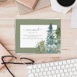 We've Moved New Home Script Pine Tree Green Postcard<br><div class="desc">We've Moved New Home Script Pine Tree Green Postcard
This design features watercolor pine trees and custom script calligraphy on a simple background.</div>
