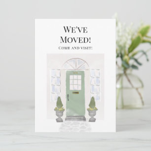 We've Moved New Home Watercolor Green Door Announcement