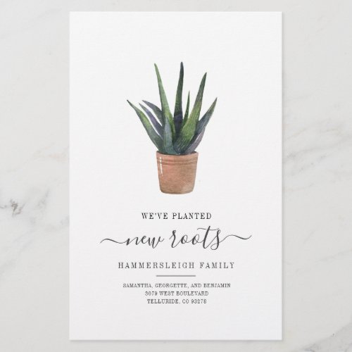 Weve Moved New Roots Succulent Plant Budget Card