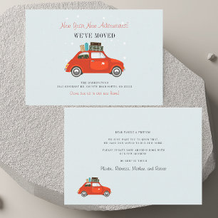 We've Moved New Year Adventures Red Car Moving Note Card