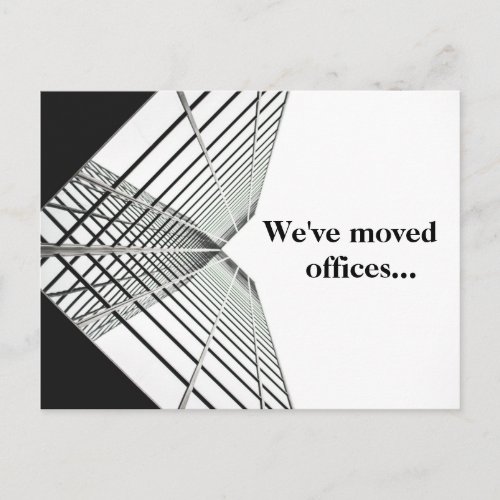 Weve Moved Office Business Black White Moving Announcement Postcard