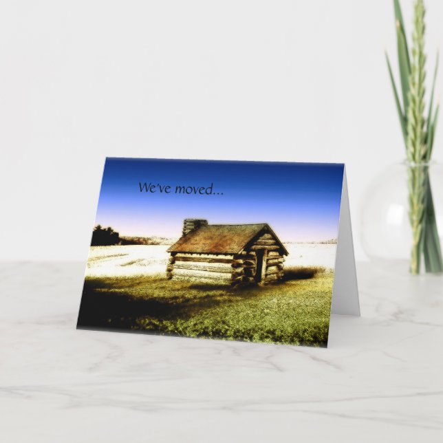 We've Moved Old Log Cabin Card (Front)