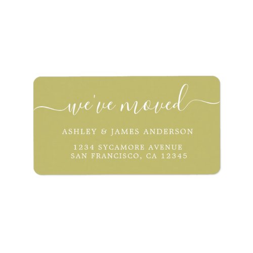 Weve Moved Olive Green New Address label