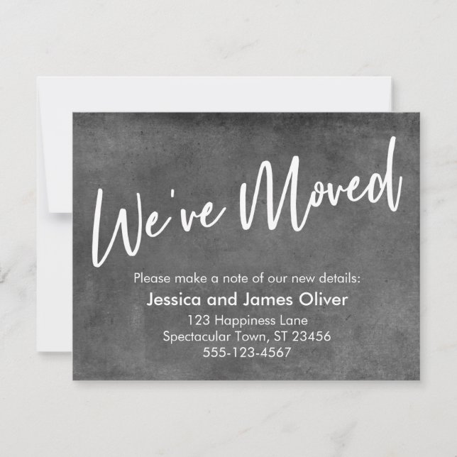 We've Moved on Gray Grunge Announcement (Front)