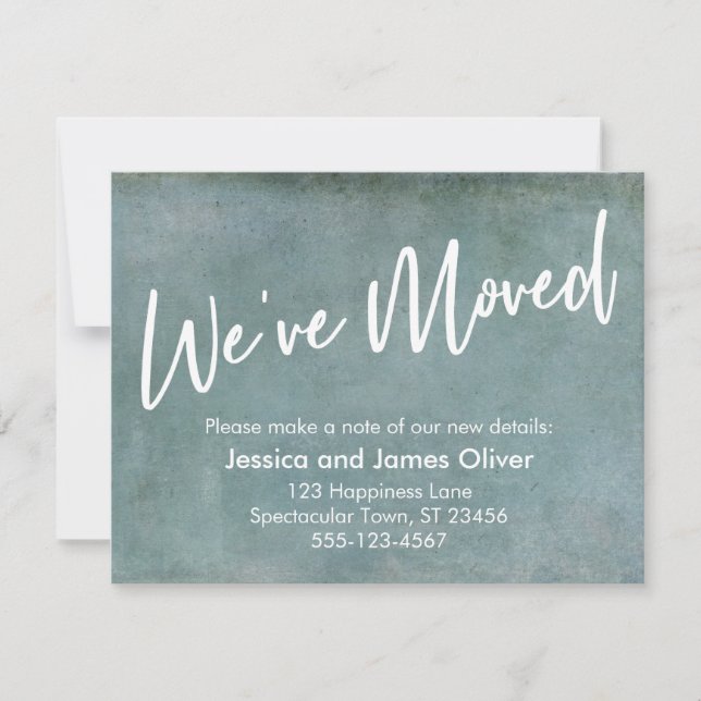 We've Moved on Light Blue Grunge Announcement (Front)