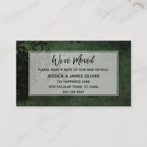 Weve Moved Over Distressed Green  Black Business Card