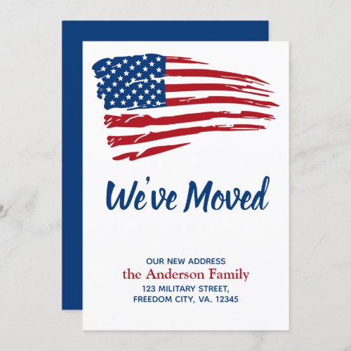 We've Moved Patriotic USA American Flag Moving  Announcement