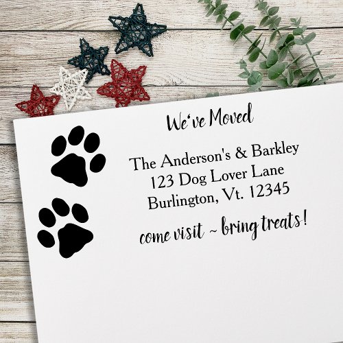Weve Moved Paw Print Moving Return Address Rubber Stamp