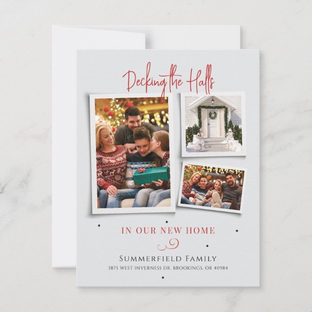 We've Moved Photo Collage Christmas Moving Holiday Card (Front)