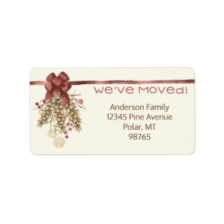 We've Moved Pinecone Nature Christmas Holiday Label
