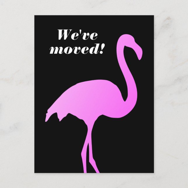 We've moved pink flamingo moving address postcards (Front)