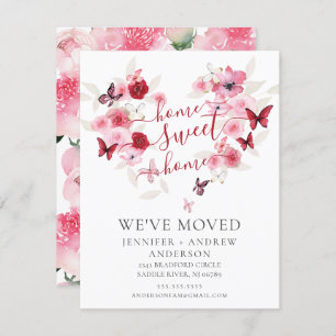 We've Moved Pink Floral Moving Announcement