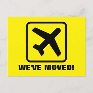 We've moved plane moving postcards for new address