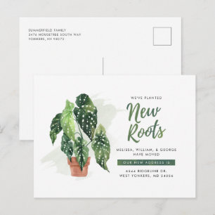 We've Moved Planted New Roots Moving Watercolor Announcement Postcard