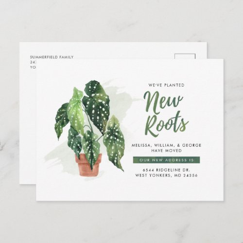 Weve Moved Planted New Roots Moving Watercolor Announcement Postcard