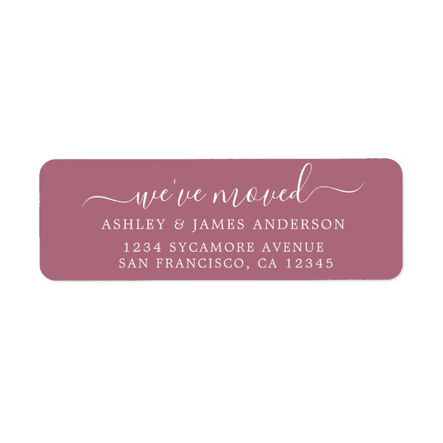 We've Moved Purple Cassis New Address label (Front)
