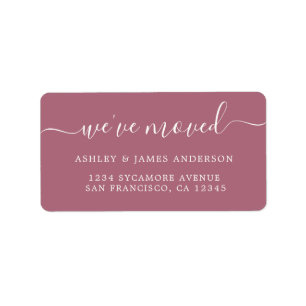 We've Moved Purple Cassis New Address label
