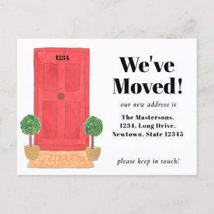 We've Moved Red Door Announcement Postcard