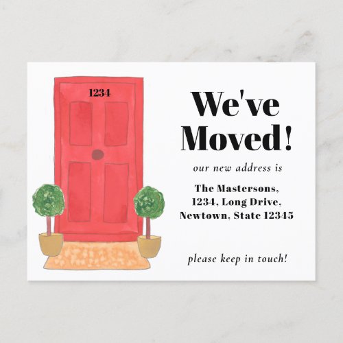 Weve Moved Red Door  Announcement Postcard