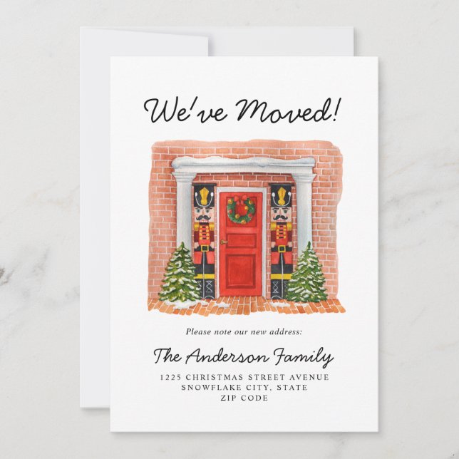We've Moved Red Door Nutcracker Holiday Moving Ann Announcement (Front)