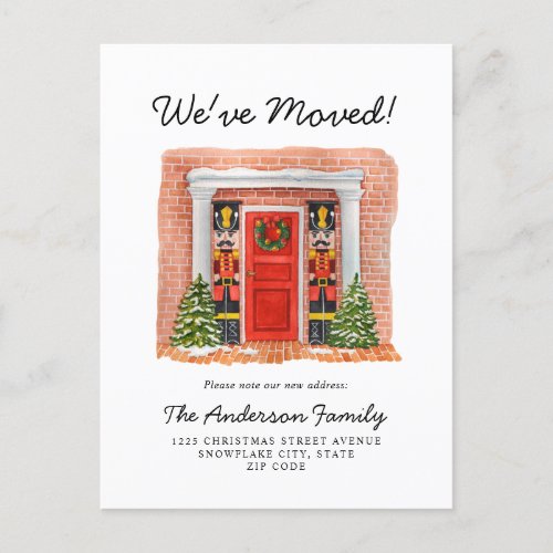 Weve Moved Red Door Nutcracker Holiday Moving Announcement Postcard