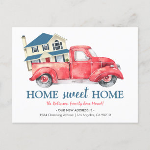 We've Moved   Red Truck Change of Address Announcement Postcard