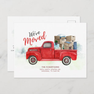 We've Moved Red Truck Classic Moving Announcement Postcard