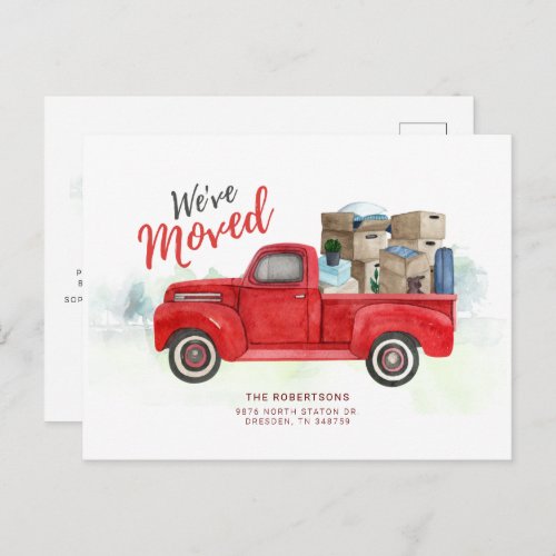 Weve Moved Red Truck Classic Moving Announcement Postcard