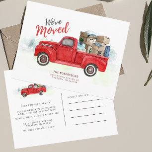 We've Moved Red Truck Classic Moving Announcement Postcard